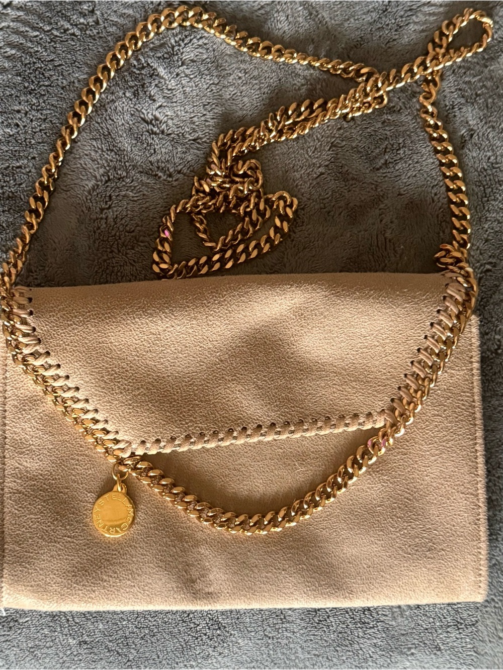 Stella McCartney Falabella Fold Over Crossbody Clutch in Champagne